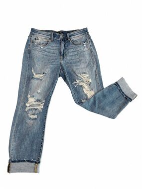 Judy Blue Boyfriend Fit Distressed Paint Splatter Jeans Size 16W